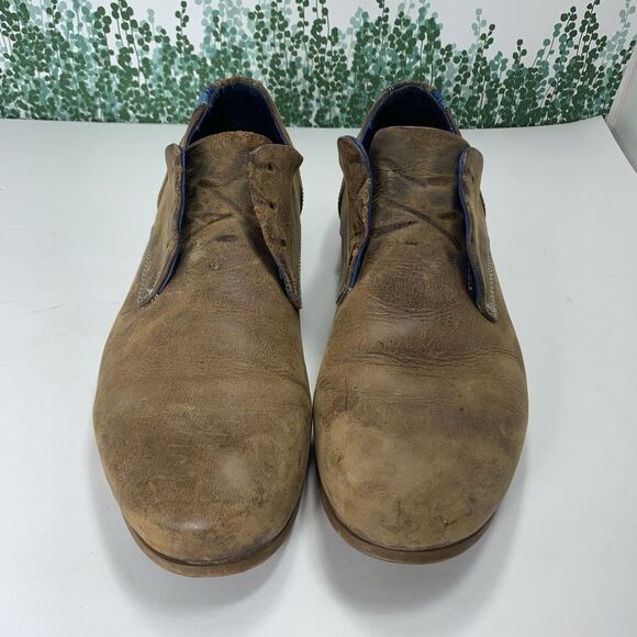 John Fluevog Leather Distressed Brown Blue Oxfords Mens Size 8M main image 10
